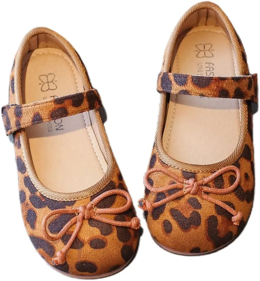 Children's Boat Shoes – Slip-On Loafers with Bow Tie and Leopard Pattern, Comfortable Closed Toe Flats for Fall 2025
