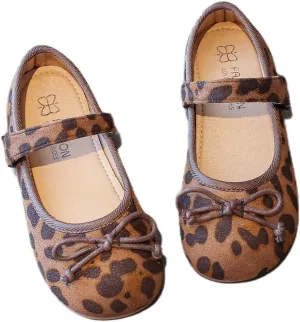 Children's Boat Shoes – Slip-On Loafers with Bow Tie and Leopard Pattern, Comfortable Closed Toe Flats for Fall 2025