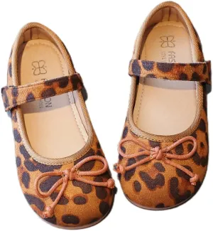 Children's Boat Shoes – Slip-On Loafers with Bow Tie and Leopard Pattern, Comfortable Closed Toe Flats for Fall 2025
