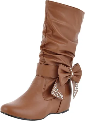 Combat Boots Womens Retro Solid Color Thigh High Boots Pleated Suede Chunky Heeled Knee High Cowgirl Boots