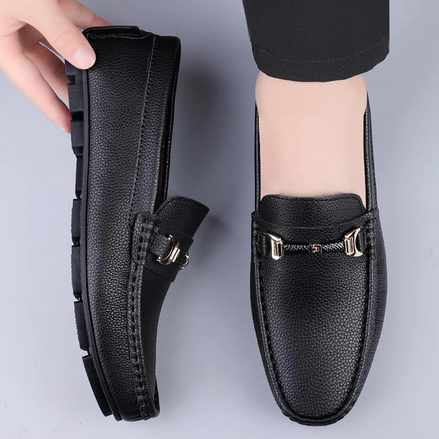 Men's Leather Driving Slip-on Penny Loafers Shoes