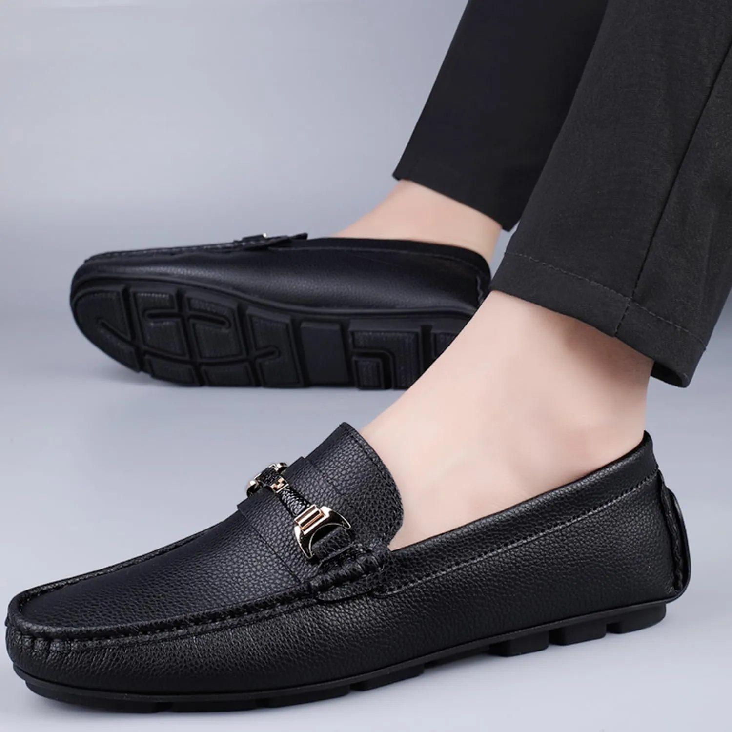 Men's Leather Driving Slip-on Penny Loafers Shoes