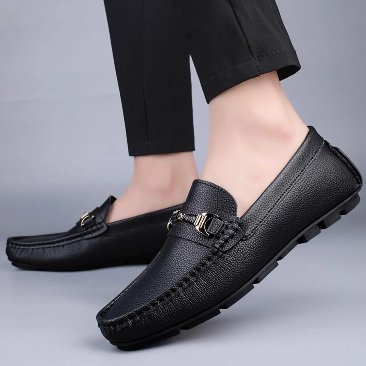 Men's Leather Driving Slip-on Penny Loafers Shoes