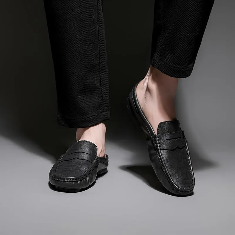 Men's Loafers Round Toe Moccasins Penny Loafers Faux Leather Half Loafers Shoes Flexible Comfortable Lightweight Classic Walking Slip-on