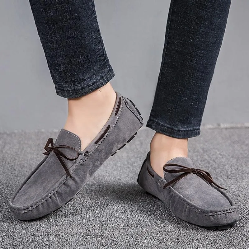 Mens Loafers Shoe Square Toe Vegan Leather Boat Driving Loafers Slip Resistant Flat Heel Lightweight Walking Slip-on