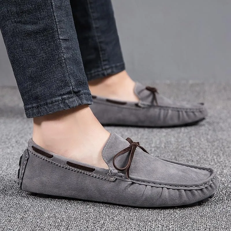 Mens Loafers Shoe Square Toe Vegan Leather Boat Driving Loafers Slip Resistant Flat Heel Lightweight Walking Slip-on