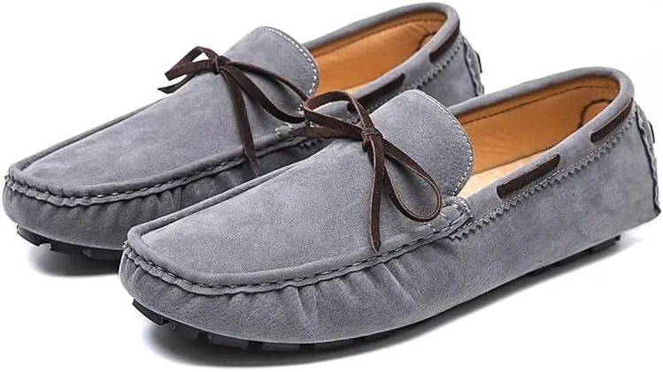 Mens Loafers Shoe Square Toe Vegan Leather Boat Driving Loafers Slip Resistant Flat Heel Lightweight Walking Slip-on