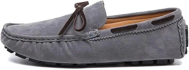 Mens Loafers Shoe Square Toe Vegan Leather Boat Driving Loafers Slip Resistant Flat Heel Lightweight Walking Slip-on