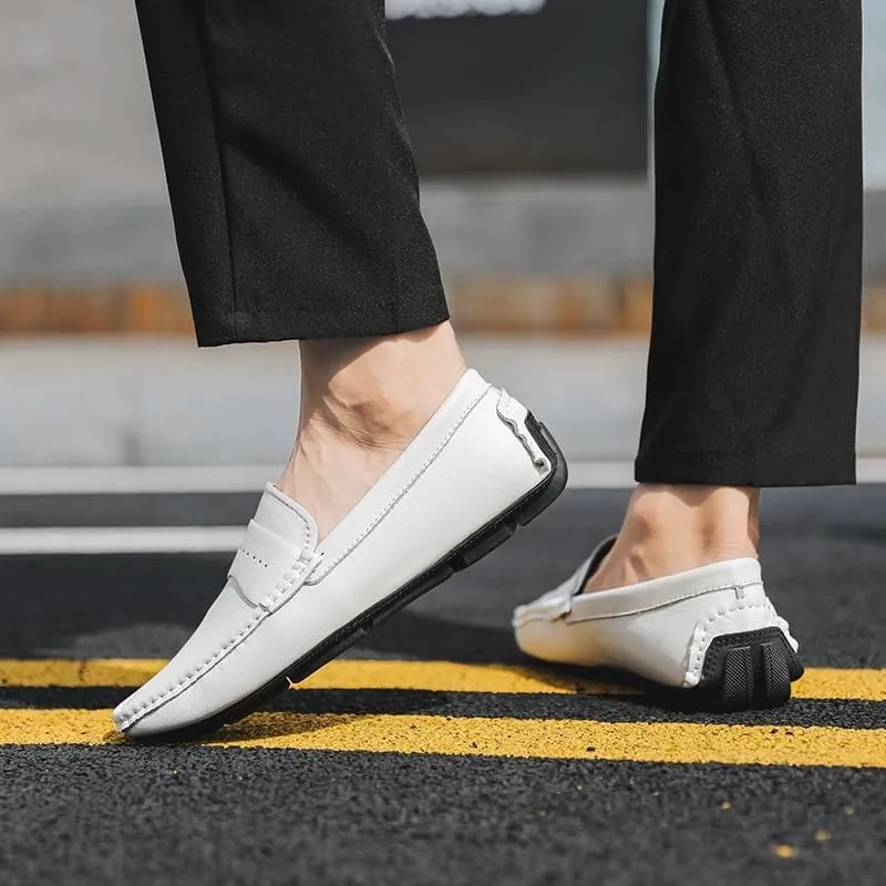 Men's Loafers Shoes Round Toe Nubuck Leather Penny Driving Loafers Lightweight Resistant Anti-Slip Classic Prom Slip On