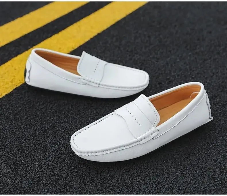 Men's Loafers Shoes Round Toe Nubuck Leather Penny Driving Loafers Lightweight Resistant Anti-Slip Classic Prom Slip On