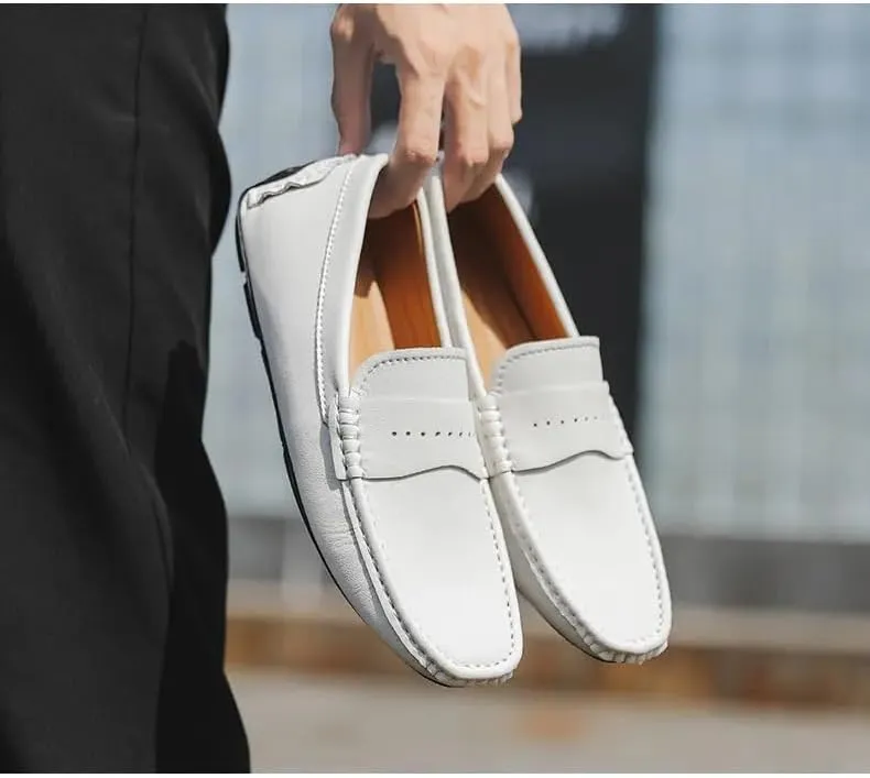 Men's Loafers Shoes Round Toe Nubuck Leather Penny Driving Loafers Lightweight Resistant Anti-Slip Classic Prom Slip On