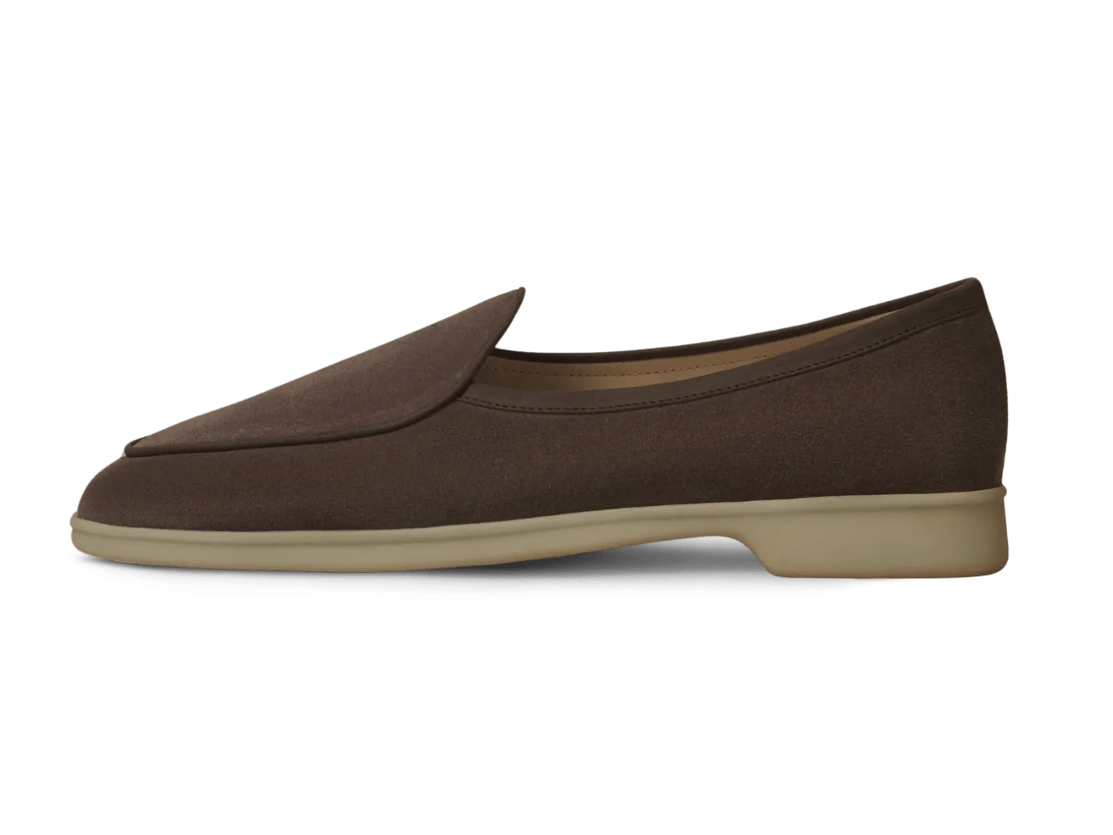 Stride Loafers in Deep Taupe Glove Suede Natural Sole