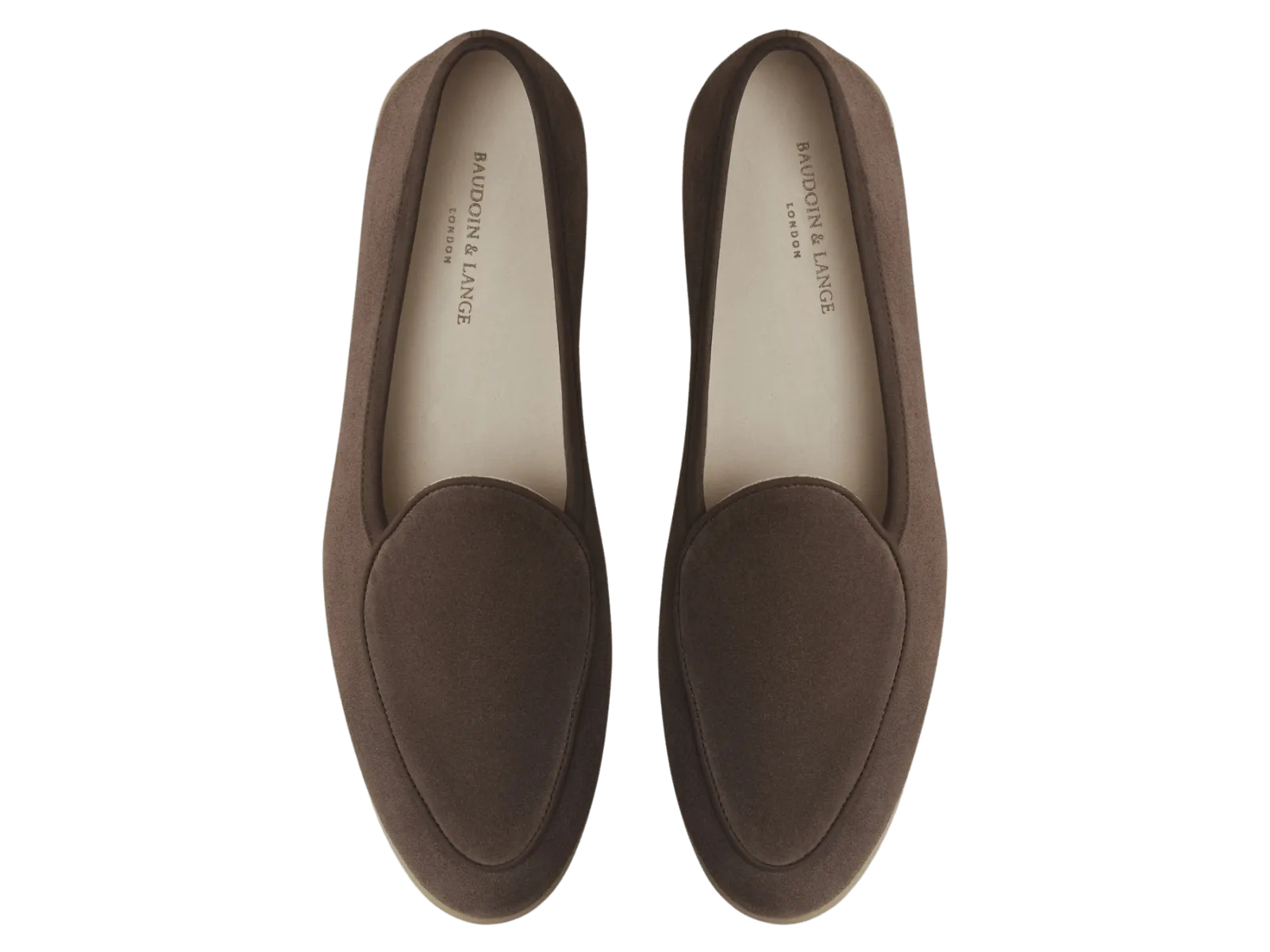 Stride Loafers in Deep Taupe Glove Suede Natural Sole