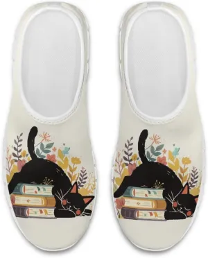 Women's Cat Print Outdoor Loafers Wide Driving Shoes Classic Business Work Flats Loafer Size 5-13