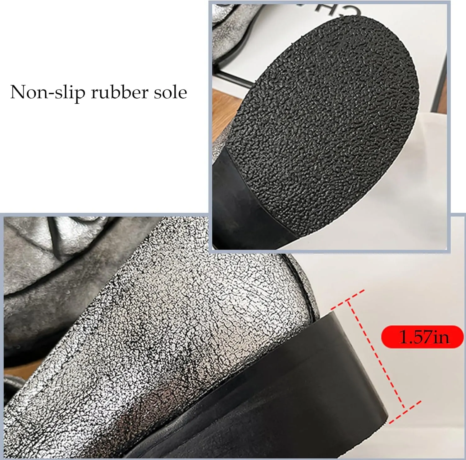 Women's Pu Bow Chunky Heel Dress Loafers Classic Penny Square Head Block Heel Non-Slip Comfortable Business Work Shoes Elegant Walking Shoes